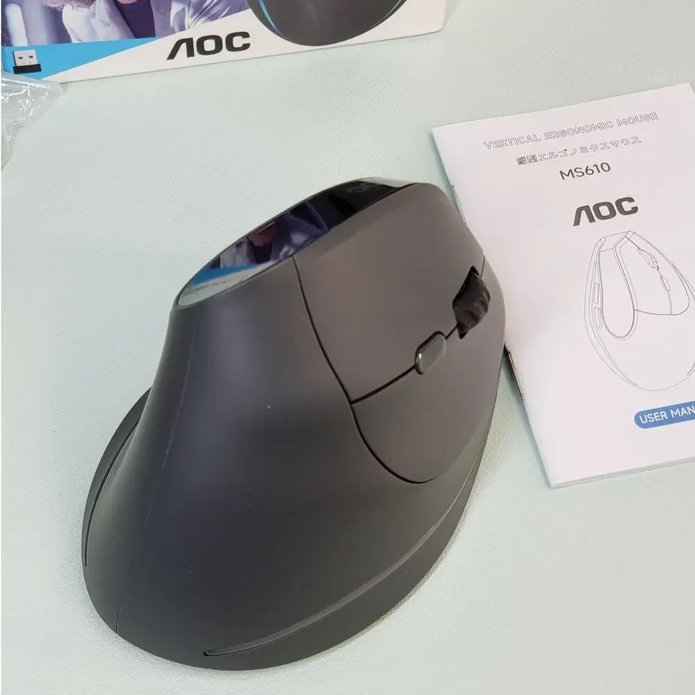 Vertical Ergonomic Wireless Mouse Bluetooth 2.4G Rechargeable RGB. AOC MS610